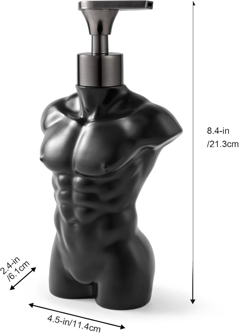 NEWHENGS Ceramic Soap Dispenser Hand Lotion Liquid Dispenser Refillable for Kitchen and Bathroom Decorative (Black Figure) - Image 5